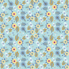 Yellow and light blue flowers on light blue background