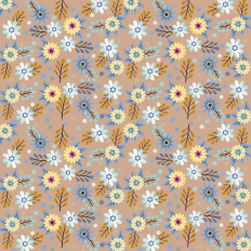 Yellow and light blue flowers on light beige background