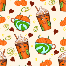 Pumpkin coffee pattern paper larger design