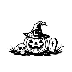Pumpkin in graveyard