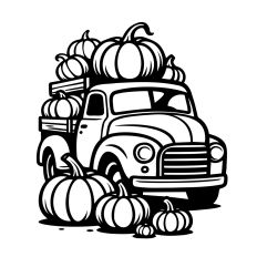 Vintage Fall Truck with Pumpkins