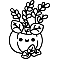cute  pumpkin with plants lineart