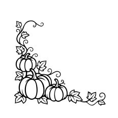 Pumpkis and swirly leaves corner ornament