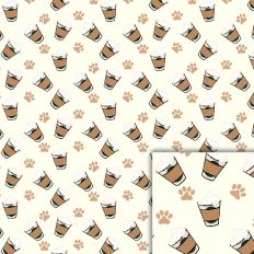 Pup Cups & Paw Prints – Off-White Printable Pattern