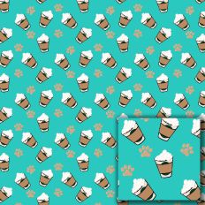 Pup Cups & Paw Prints – Teal Printable Pattern