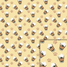 Pup Cups & Paw Prints – Yellow Printable Pattern