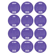 Purple 2026 Calendar Circles
