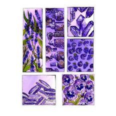 Watercolor and Ink Purple Pizazz Printable Sticker Sheet