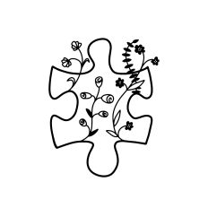 Puzzle Piece with Flowers