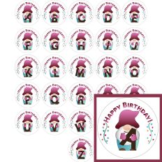 Gnome Alphabet Birthday Stickers 