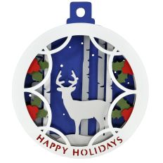 Happy Holiday Winter Deer - Shadow Box Ornament