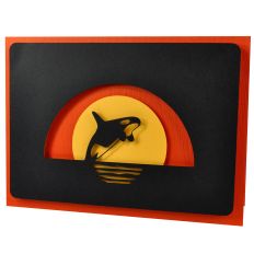 Orca Sunset – Landscape Layered Stencil Card