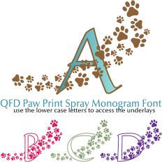 Paw Print Spray Monogram Font