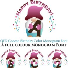 QFD Gnome Birthday - Color Monogram Font 