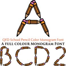 QFD School Pencil Color Monogram Font