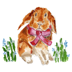 Watercolor Rabbit with Pink Bow Sticker