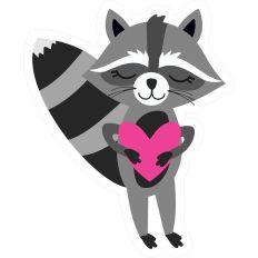 Raccoon Holding Valentine Heart - Print and Cut