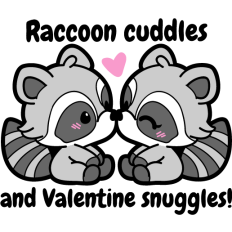 cute kissing raccoon couple and valentine's quote