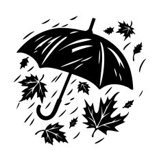 Windy Autumn Umbrella Clipart – Fall Leaves
