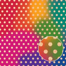 Rainbow Ombre and Gold Glitter Polkadot Background Pattern