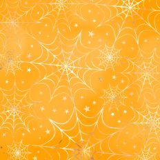 Yellow and Gold Foiled Spiderweb Halloween Background Pattern