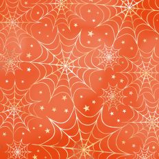Orange and Gold Foiled Spiderweb Halloween Background Pattern