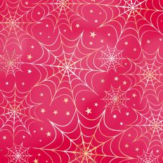 Red and Gold Foiled Spiderweb Halloween Background Pattern