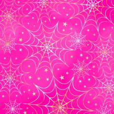 Pink and Gold Foiled Spiderweb Halloween Background Pattern