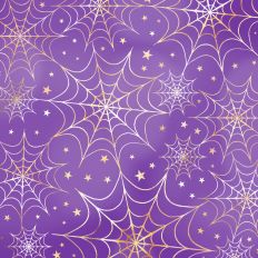 Purple and Gold Foiled Spiderweb Halloween Background Pattern