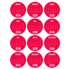 Red 2026 Calendar Circles