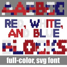 Red, White, and Blue Blocks Color Font
