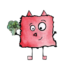 Red Lunchbox Monster with Broccoli