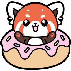 cute red panda in a donut
