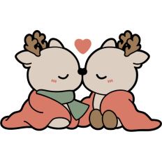 cute reindeer couple kissing
