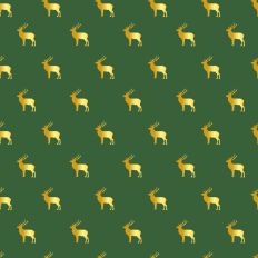 Sparkle Christmas—Gold Reindeer - Dk Green