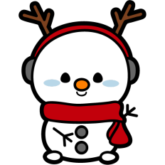 cute snowman with reindeer antlers