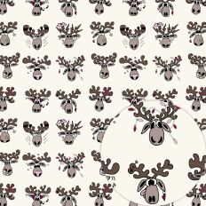SANTAS REINDEER COMIC DIAGONAL PATTERN BEIGE
