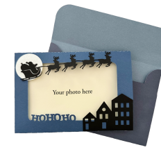 Santa Over Town Photo Card, Reindeers