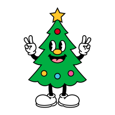 Retro Christmas Tree Mascot SVG | Christmas Tree Clipart