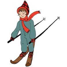 vintage kid skiing