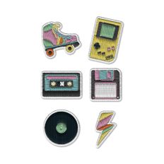 Retro-style stickers with embroidered patch effect
