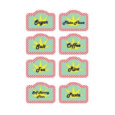 Retro 1950's Kitchen Labels Red