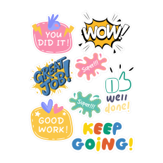 Motivational Reward Stickers SVG | Encouragement Phrases & School Stickers