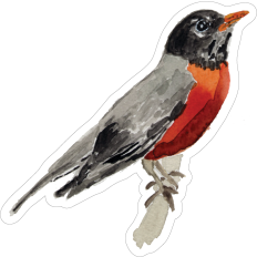 Spring Robin Watercolor Print & Cut