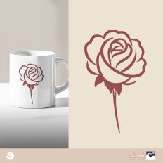 Elegant Rose Silhouette for Cutting Machines

