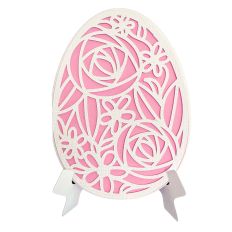 3D Easter Egg Card - Rose Garden Floral Pattern; with Card Stand for Silhouette Studio