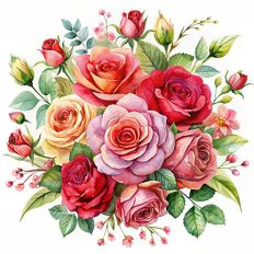 Watercolor light Floral Bouquet Wallpaper 