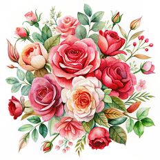 Watercolor Roses Floral Bouquet Wallpaper 