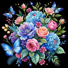 Watercolor Butterfly Floral Bouquet Wallpaper 