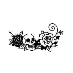 Skull with Roses Gothic Floral Skull
